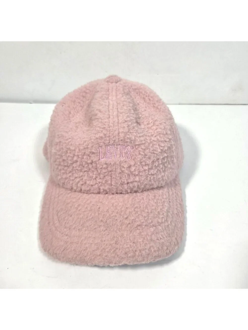Levi’s Pink Sherpa Fleece Baseball Cap Embroidered Logo Cozy Hat